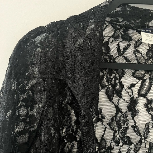 Boston Proper Women's Y2K Sheer Open Front Black Goth Whimsigoth Cardigan in S - Picture 9 of 16